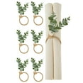 thumbnail image 1 of GoXteam Napkin Rings Set of 6, Farmhouse Napkin Rings, Eucalyptus Wooden Napkin Rings, Boho Green Leaf Napkin Rings for Spring Summer, Thanksgiving Christmas, Wedding Table Decor, 1 of 7