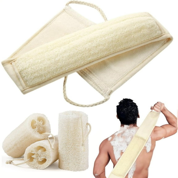GoXteam Natural Loofah Sponge Back Exfoliating Scrubber Combo Set, Seep Cleansing Skin and Facial Loofah Pad, 4 pack