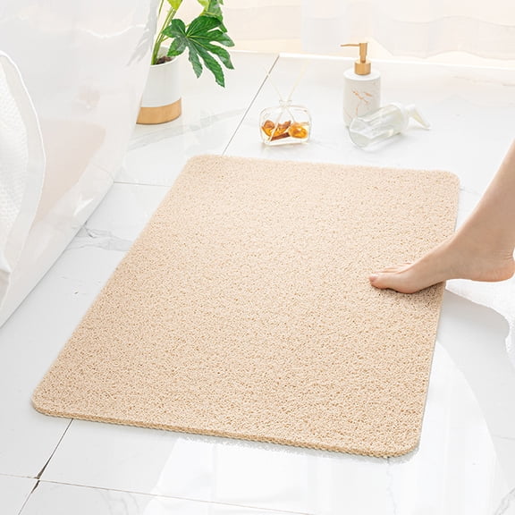 GoXteam Non Slip Shower Mats for Inside Shower, 16x24 Inch, Anti-Slip Bathtub Mats for Bathroom, Foot Scrubber Loofah Bath Mats for Shower, Quick Drying Shower Stall Mats, Beige