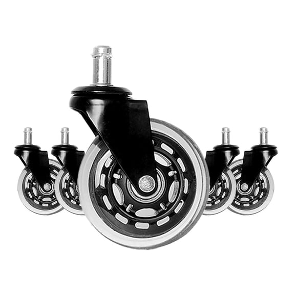 GoXteam Office Chair Wheels Roller Blade Caster Rubber Replacement for Office Transparent 3 Inch, Desk Rolling for Hardwood Floors Gaming Chair Wheels Smooth & Silence Gliding, 5Pcs