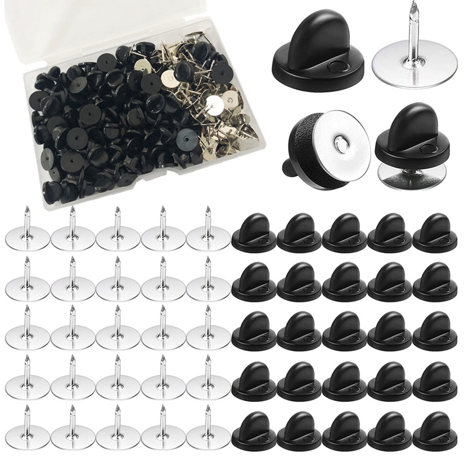 GoXteam PVC Rubber Pin, Butterfly Clutch Pins Tie Tacks Blank Pins for ...