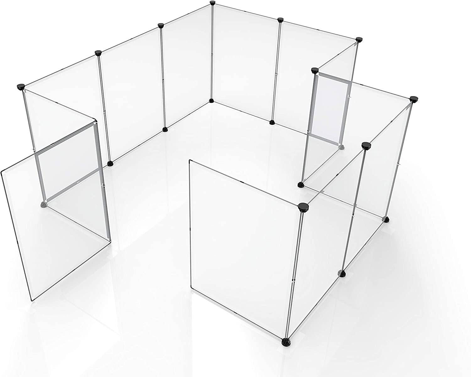 GoXteam Pet Playpen, Portable Large Plastic Yard Fence Small Animals, Puppy Kennel Crate Fence Tent, 14 X 14 Inch, White, 12 Panels