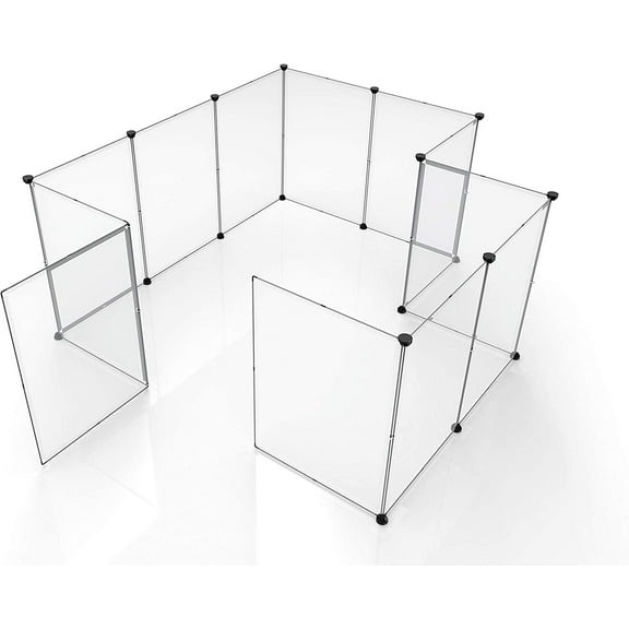 GoXteam Pet Playpen, Portable Large Plastic Yard Fence Small Animals, Puppy Kennel Crate Fence Tent, 14 X 14 Inch, White, 12 Panels