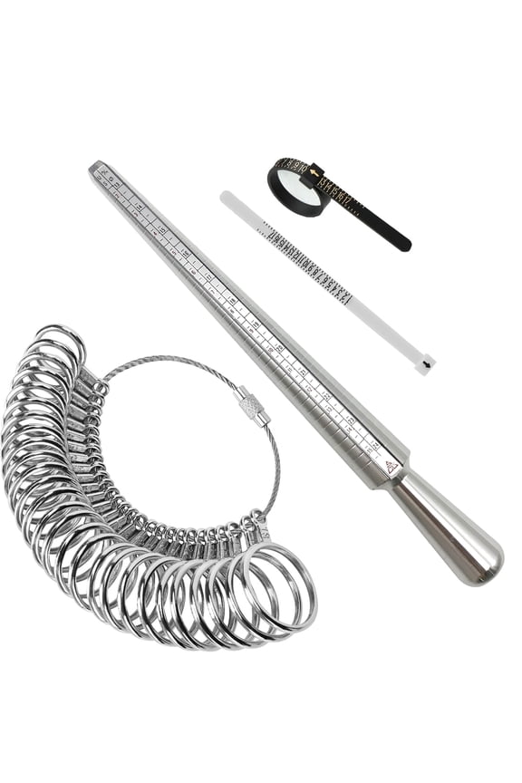 Ring Sizer Measuring Tool Ring Mandrel Measurement Tool Measure Ring Size Finger Sizing Set Metal Gauge US Size 1-15 Jewelry Sizers Kit