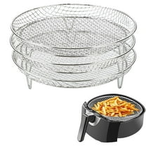 GoXteam Round Air Fryer Rack Set of 3, Stackable Multi-Layer Stainless Steel Dehydrator Rack, 7.8in Round Air Fryer Accessories for Cosori, Instant Vortex, Nuwave Air Fryer