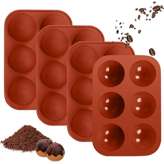GoXteam Silicone Chocolate Molds with 6 Semi Sphere Jelly Holes, 4 Pack Hot Cocoa Bomb Mold for Making Hot Chocolate Bombs, Dome Mousse, Cocoa Ball, Coco Bomb