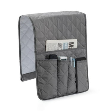 GoXteam Sofa Armrest Organize, Remote Holder Bedside Caddy Organizer With 5 Pockets, Non-Slip Couch Remote Control Holder Couch Armchair Caddy Accessories (Gray, 34"x12.6")