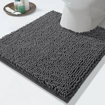 GoXteam Toilet Rug U-Shaped, Super Absorbent Chenille Bathroom Rugs and Strong TPR Non-Slip Backing for Toilet Rugs, Machine Washable, Bath Mats for Bathrooms, 20"x 20", Dark Gray