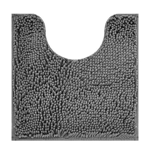 GoXteam Toilet Rugs U Shaped Washable, Soft Chenille Toilet Mat for Bathroom Floor, Non-Slip Contour Bathroom Rugs for Toilet, Fluffy, Thick, Dry Quickly Absorbent Water, 20" x 20", Dark Gray