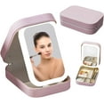 thumbnail image 1 of GoXteam Travel Makeup Bag With LED Mirror, Travel Makeup Case with LED Mirror, Portable Makeup Box with Mirror and Light, Gift For Girl Women (Pink), 1 of 7