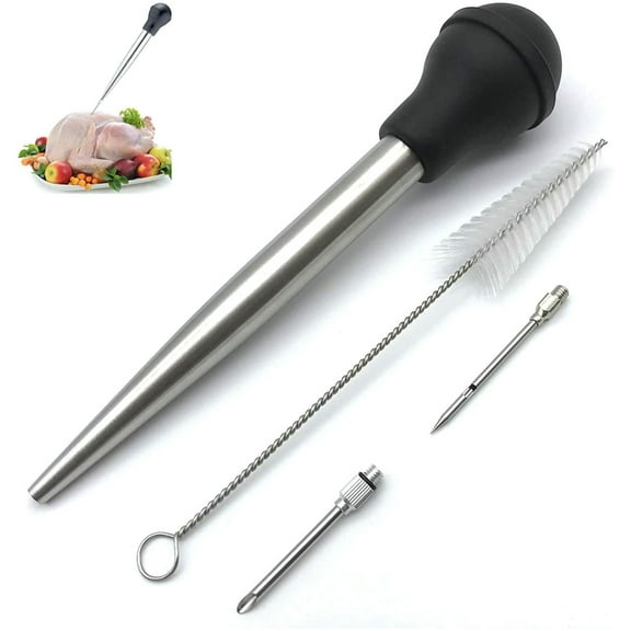 GoXteam Turkey Baster 4 Piece Set, Includes Baster for Cooking, Marinade Needles, Flavor Injector with Cleaning Brush, Perfect for Thanksgiving or Regular Cookout