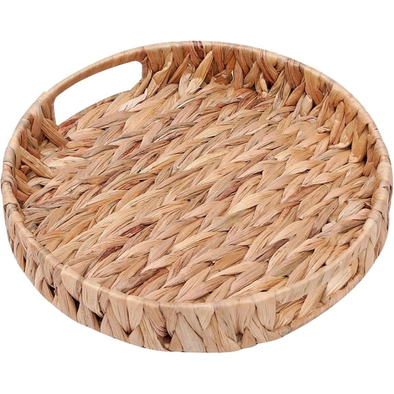 GoXteam Water Hyacinth Storage Baskets, Woven Hyacinth Storage Baskets, Laundry Water Hyacinth Basket for Organizing with Carrying Handles, Rattan Baskets for Shelves