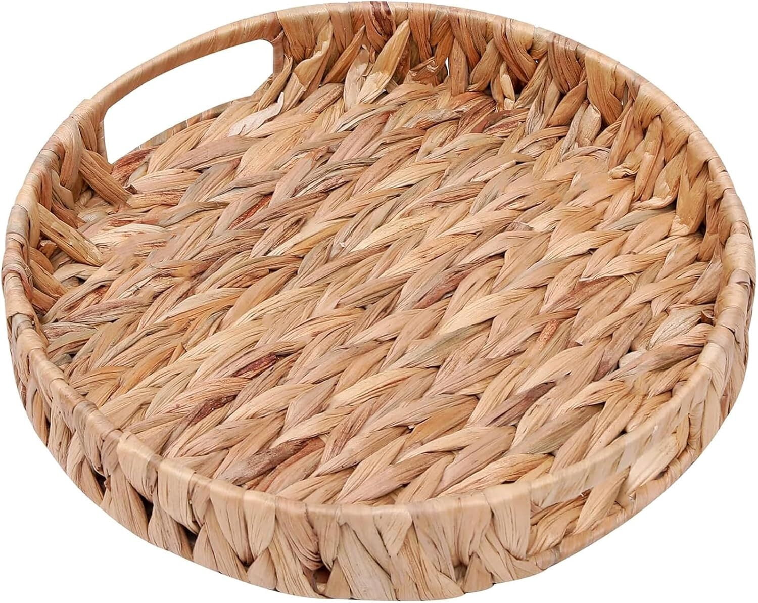 GoXteam Water Hyacinth Storage Baskets, Woven Hyacinth Storage Baskets, Laundry Water Hyacinth Basket for Organizing with Carrying Handles, Rattan Baskets for Shelves