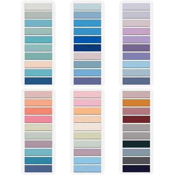 GoXteam Waterproof Rectangular Sticky Notes, 1.73" x 0.43", 60 Colors, 1200 Pads, 6 Pack