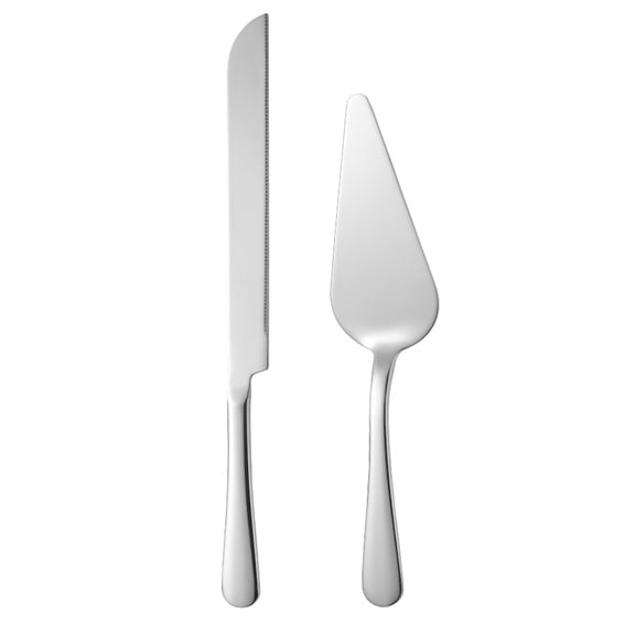 GoXteam Wedding Cake Knife and Server Set Silver, Stainless Steel Cake Cutting Set, 2Pcs Include Cake Cutter And Cake Server for Wedding, Birthday, Parties and anniversary