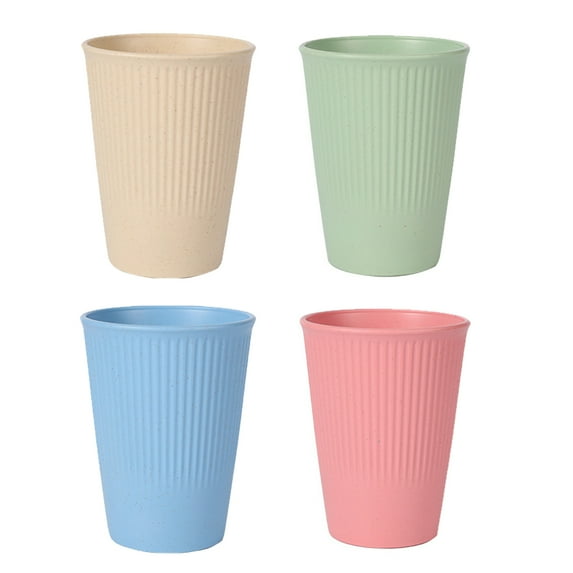 GoXteam Wheat Straw Cups 4 PCS Unbreakable Drinking Cup Reusable Dishwasher Safe Water Glasses for Kitchen, Drinking Cups (12 OZ)