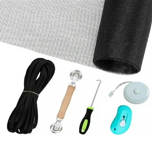 GoXteam Window Screen Replacement and Screen Repair Kit for Windows or Doors, 48" x 118" Window Screen Roll with Rolling Tool/Hook/Spline, Screen Door Repair Kit