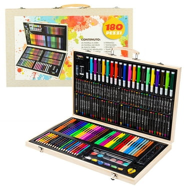 GoXteam Wood Art Set, Art Box & Drawing Kit Color Set, Art Supply Gift For 4-12 Age, Art Kit with Compact Portable Wooden Case, Kid Drawing Set All The additional supplies