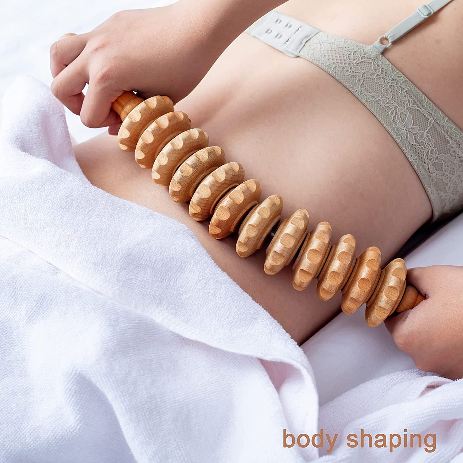 GoXteam Wood Therapy Fasci Massage Tools, Curved Wooden Massage Roller