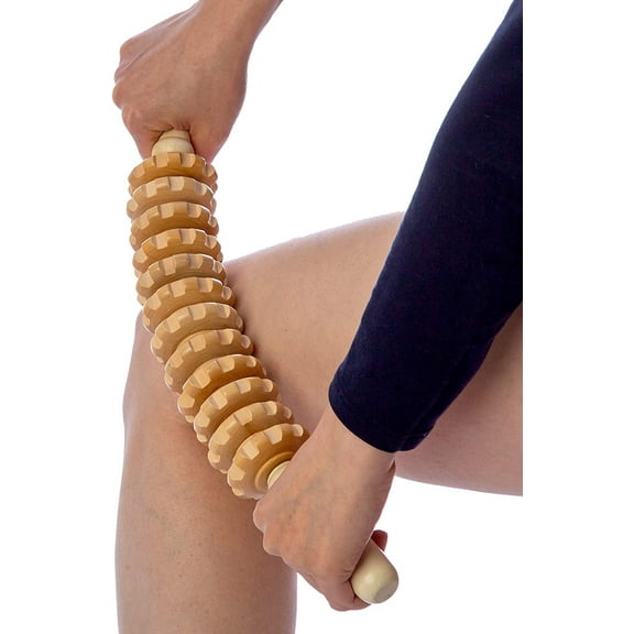 GoXteam Wood Therapy Roller Massage Tool, Lymphatic Drainage, Anti Cellulite Tool, Handheld Cellulite Trigger Point Manual Muscle Release Roller Stick Massager