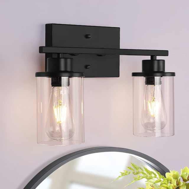 GoYeel Bathroom Light fixtures, 2 Light Matte Black Bathroom Vanity