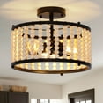 thumbnail image 1 of GoYeel Semi Flush Mount Ceiling Light Fixtures 3-Light Wooden Beaded Chandeliers Farmhouse Black, 1 of 8