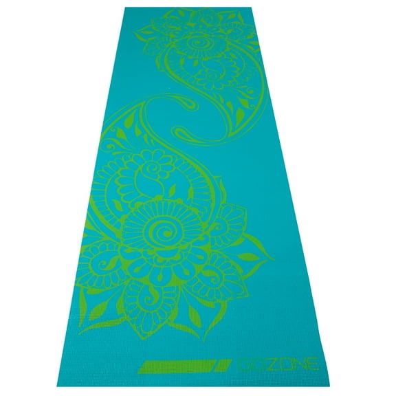 GoZone Multi-Purpose 4 mm Thick Yoga Mat, Amulet Paisley Print Design, Teal