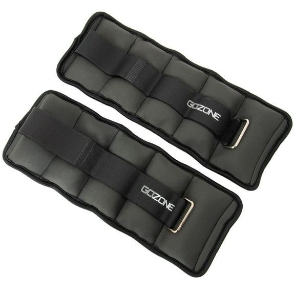 GoZone Pair of Adjustable Ankle or Wrist Weights 2lbs Each for Exercise, Black