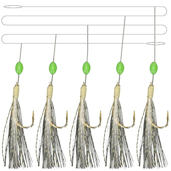 Goader 6 Pack/30 Hooks Mackerel Feather Fish Hook Sea Boat Beach Pier Lure Fishing Rigs - for Outdoor