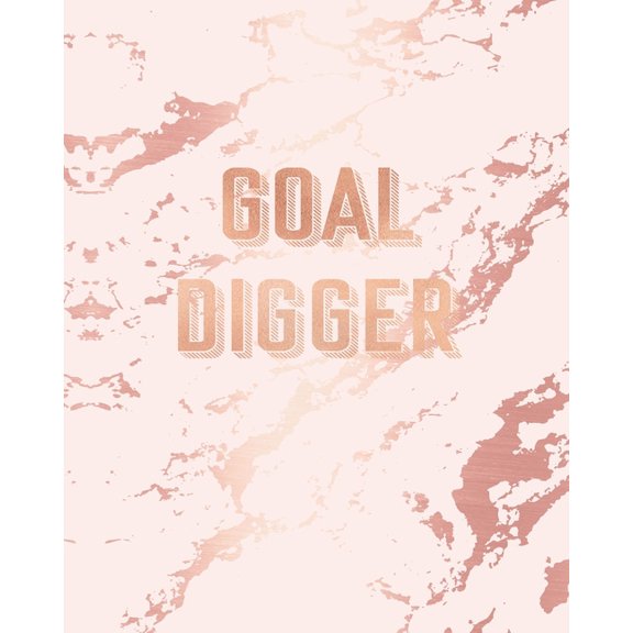 Goal Digger : Inspirational Quote Notebook, Light Purple Marble and Rose Gold 8 x 10, 120 College Ruled Pages (Paperback)