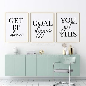 Goal Digger Office Motivation Typography Decorative Interior Home Wall Art Poster