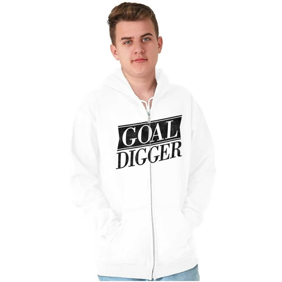 Goal Digger Overachiever Funny Zip Up Hoodie Men's Women's Brisco Brands M