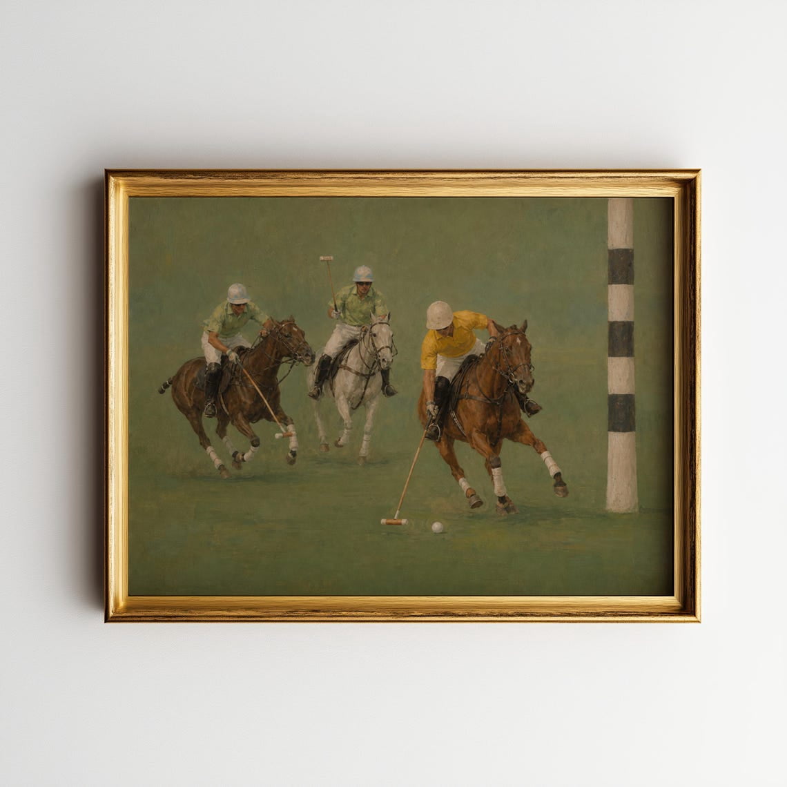 Polo Riding Goals Goal Rush Poster, Vintage Polo, Equestrian Horse Sport In Olive Green ...