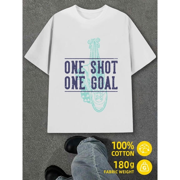 Goal Shot Tee for men white 180G 100% Cotton Fashionable summer T-shirt, machine washable Original Unisex Shirt Crewneck tshirts Unique Design Unisex Shirt Crewneck tshirts