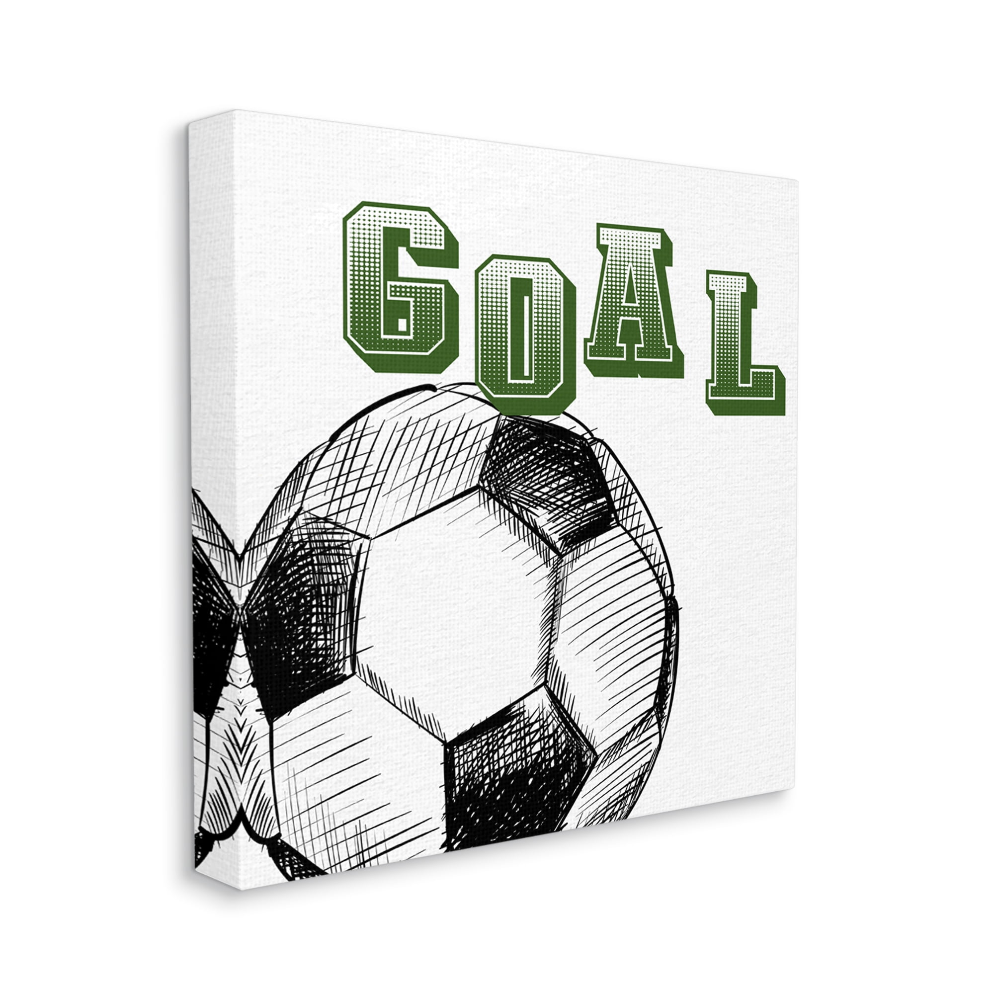 Goal Soccer Ball Sports Green Varsity Typography Sports Gallery-Wrapped Canvas Print Wall Art, 17x17