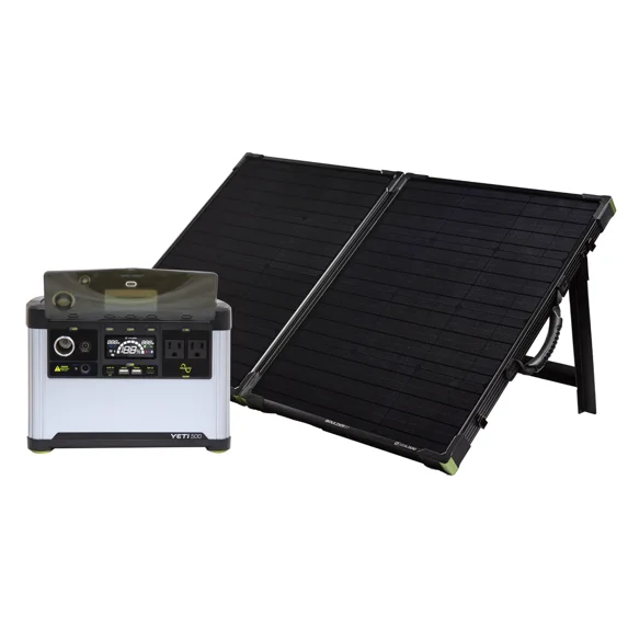 Goal Zero Yeti 500, Boulder 100 BC Solar Generator with Foldable Solar Panel, 499 Watt Hour Battery