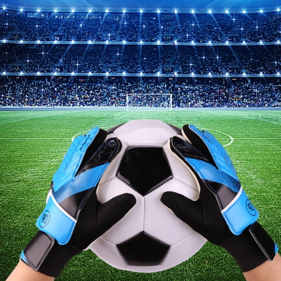 Goalkeeper Gloves for Kids, Czzoypi Youth Protective Football Goalkeeper Gloves, Wallop Proof Rubber Cloth Hand Protection Gloves with Adjustable Wrist Strap, Blue