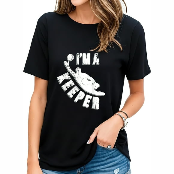Goalkeeper I'M A Keeper Goalie Gloves Soccer Sport Cute Graphic Tees for Women - Breathable T-shirt with Soft Material Black 3XL