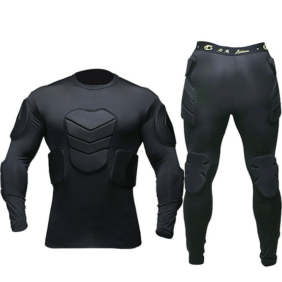Goalkeeper Jersey Padded Adult Men's Goalkeeper Armor Padded Compression Shirt with Sponge Protector