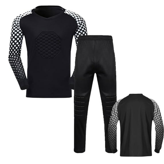 Goalkeeper Jersey Pro Set, Foam Padded Long Sleeve Top Protective Pants, Thick Sponge Cushion Quick-Dry Soccer Uniform Suit for Training Match