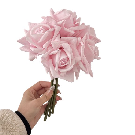 Goasio 5 Bundles Real Touch Rose Flower Artificial Big Bloom Faux Rose for Home Office Wedding Party Decor Indoor Floral Arrangements Table Centerpieces