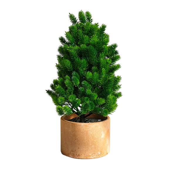 Goasio Artificial Mini Pine Tree Potted Plant, Fake Greenery Bonsai Desktop Ornament, Faux Pine Houseplant for Living Room Entryway Desk Home Decor