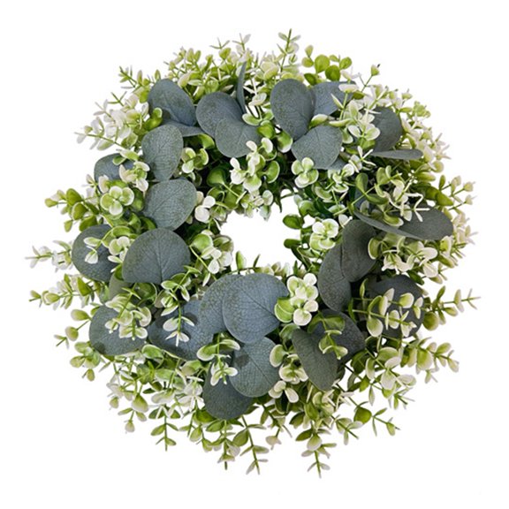 Goasio Eucalyptus Leaf Wreath UV-Resistant Silk Leaves Greenery Garland Front Door Artificial Wreath Christmas Decor