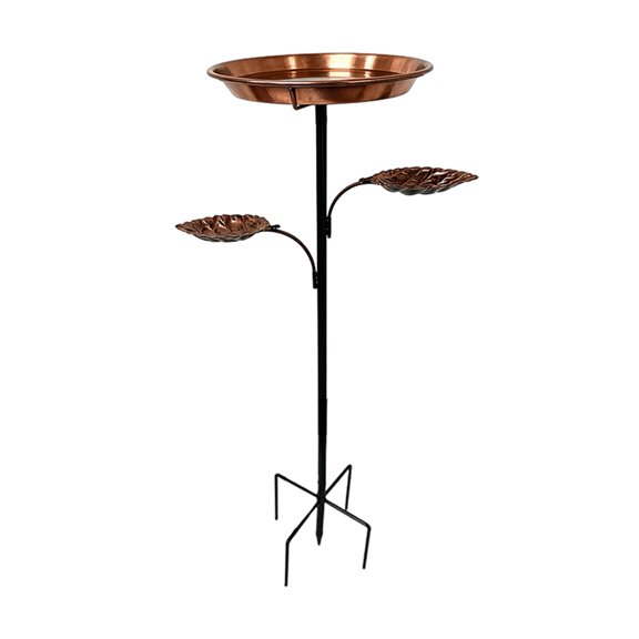 Goasio Metal Bird Bath for Outside 5 Pronged Base Birdbath with Stake Vintage Freestanding Feeder Bowl for Garden Patio Yard Lawn Decor