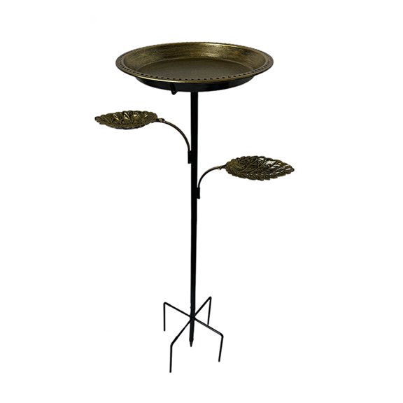 Goasio Metal Bird Bath for Outside 5 Pronged Base Birdbath with Stake Vintage Freestanding Feeder Bowl for Garden Patio Yard Lawn Decor