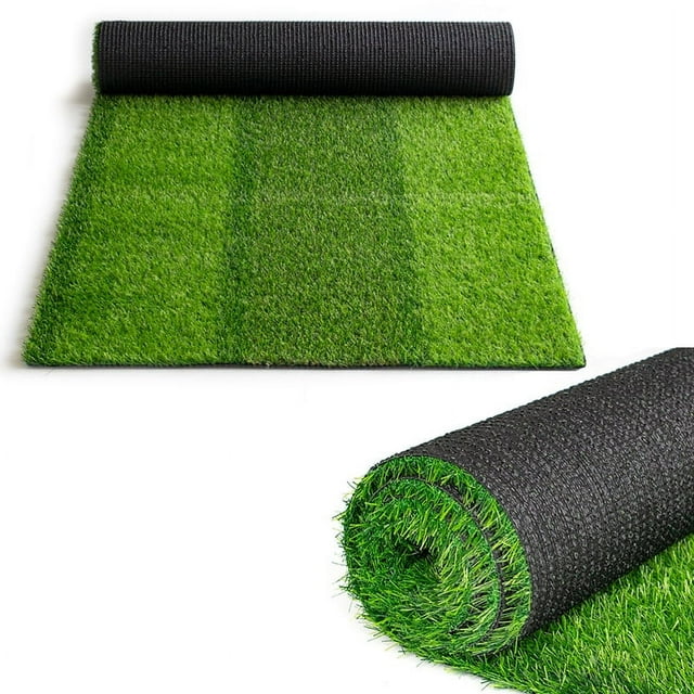 Goasis Lawn Zebra Stripe Artificial Turf 2x65 ft, 0.8" Pile Height Synthetic Grass Mat