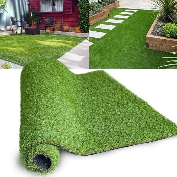 Goasis Lawn Extra Thick Artificial Grass Turf 6 x 10 ft Outdoor Grass Rug, Green