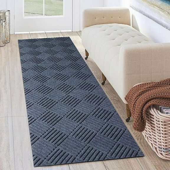 Goasis Lawn Grey Runner Rugs 4'x 16' Indoor Non-Slip Carpet for Hallway Porch Entryway Garage