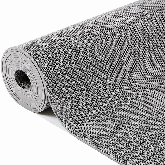 Goasis Lawn Non-Slip Drainage Mat, 3' x 7' S-Shaped PVC Pool floor Mat for Bathroom Garage Wet Area, Gray