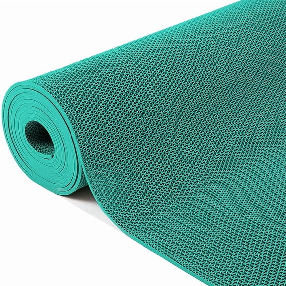 Goasis Lawn Non-Slip Drainage Mat, 3' x 96' S-Shaped PVC Pool floor Mat for Bathroom Garage Wet Area, Green